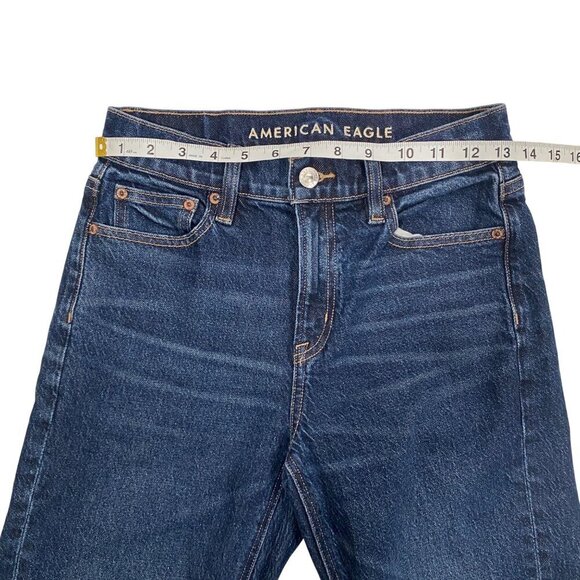 AE Super High rise Ankle Straight Jeans women’s 00 short dark wash - Picture 8 of 11